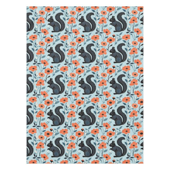 Nappe Squirrel Spring Flowers Art  (Devant)