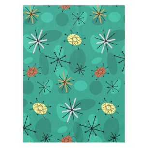 Nappe Starbursts Spoutnik du milieu du siècle Turquoise
