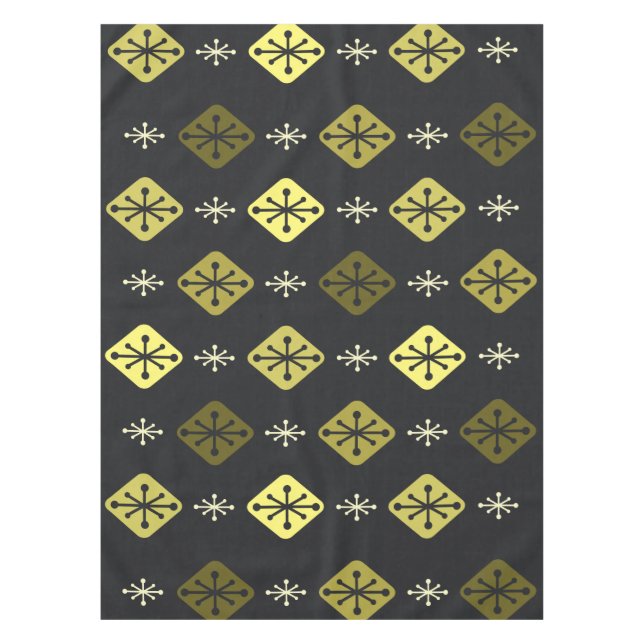 Nappe Starburts du milieu du siècle Diamants Noir Jaune (Devant)