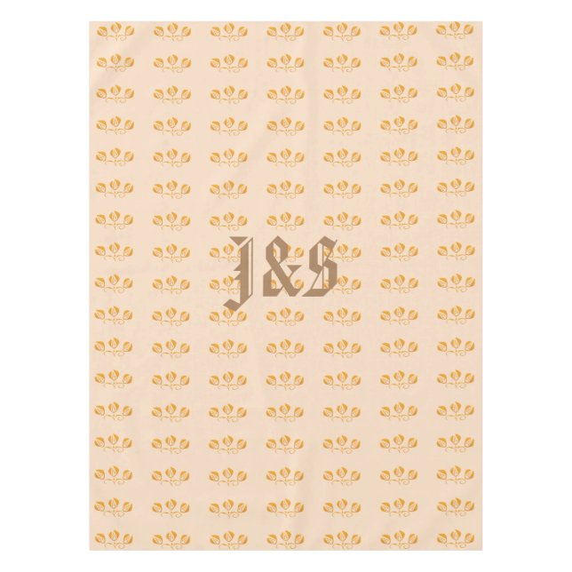 Nappe Style Art Déco Motif Floral Monogramme (Devant)