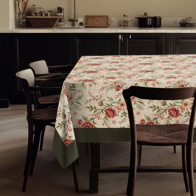 Nappe Style chalet intemporel Faded Floral Elégance (Timeless Cottage Style Faded Floral Elegance Tablecloth)