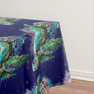 Nappe Style d'aquarelle sous-marine de tortue marine