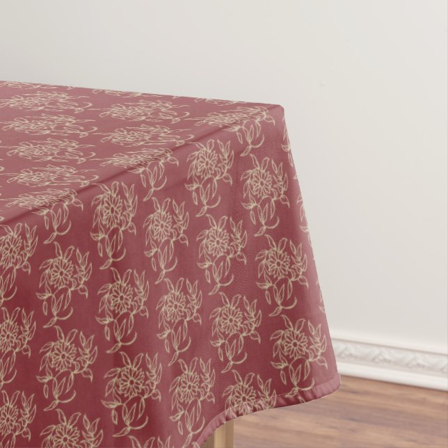 Nappe Style ethnique Flore Mini-imprimé Beige sur marron (In Situ)