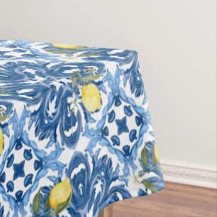 Nappe style italien, carreaux, majolica, citron, impress