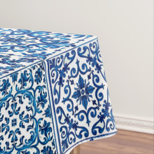 Nappe style italien, méditerranéen, mosaïque, bleu,