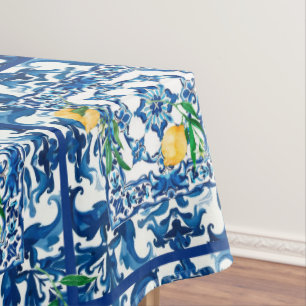 Nappe style italien, méditerranéen, mosaïque, bleu,
