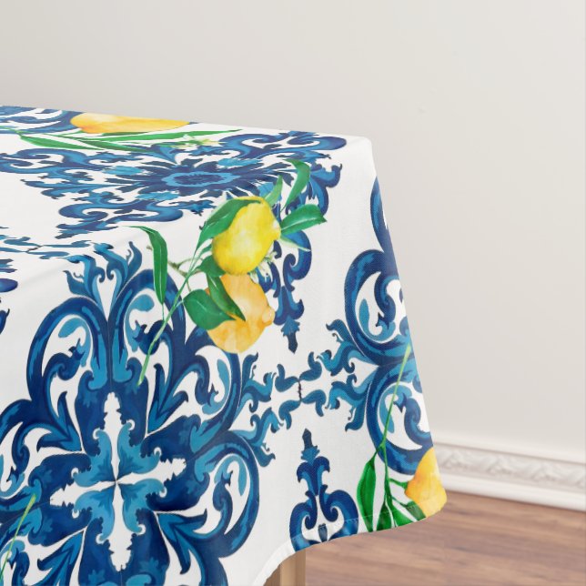 Nappe style italien, mosaïque, bleu, citron, (In Situ)