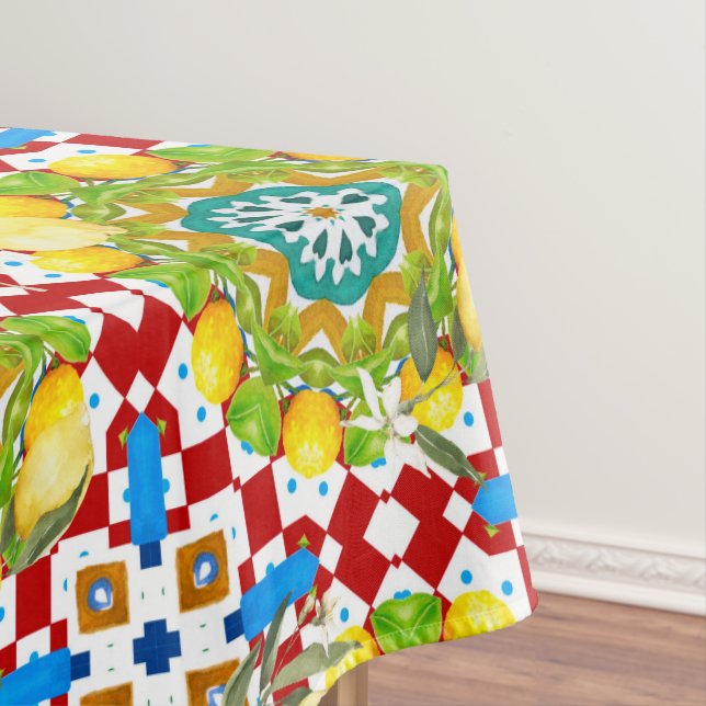 Nappe style sicilien, citrons, majolica (In Situ)