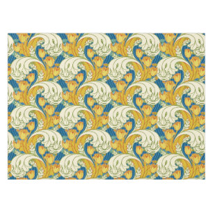 Nappe Style William Morris Tulp Tissu Floral Teal et Or