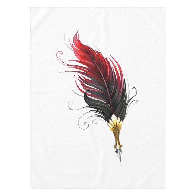 Nappe Stylo rouge en plumes avec nib or (Devant)