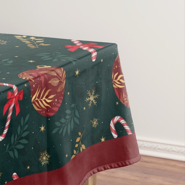 Nappe Sucres de canne Snowflakes Red Christmas Balls Gre (In Situ)