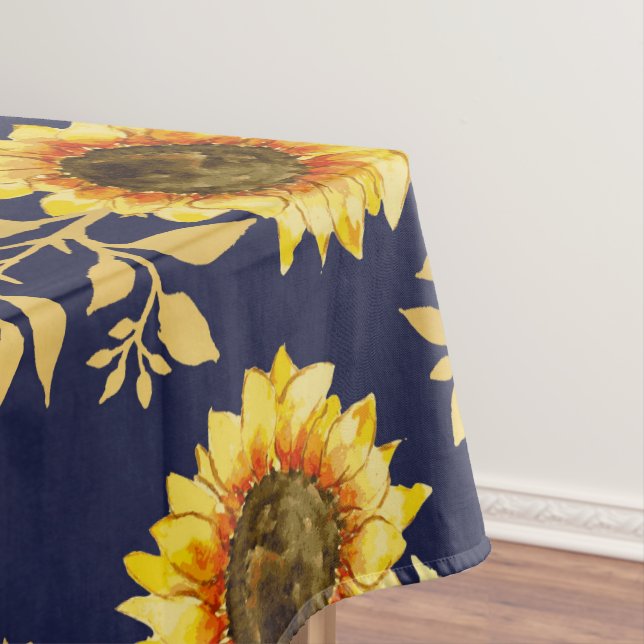 Nappe Sunny Yellow Gold Navy Feuille Motif (In Situ)