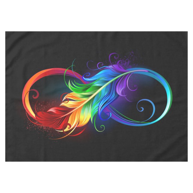 Nappe Symbole d'infini avec plume arc-en-ciel (Devant (Horizontal))