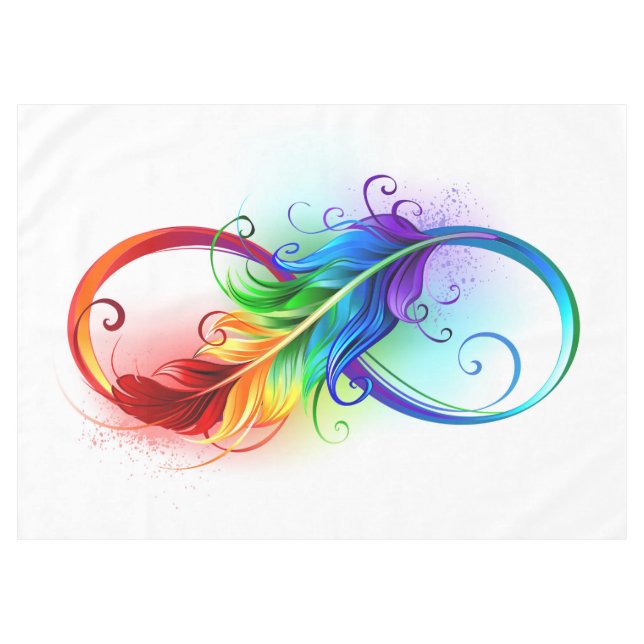 Nappe Symbole d'infini avec plume arc-en-ciel (Devant (Horizontal))