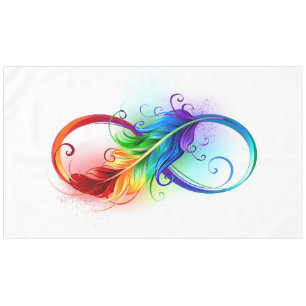 Nappe Symbole d'infini avec plume arc-en-ciel