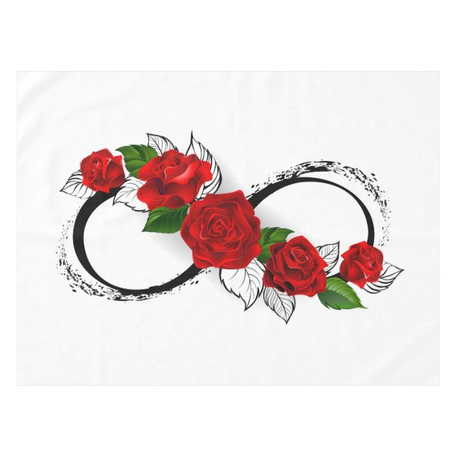Nappe Symbole d'infini avec roses rouges (Devant (Horizontal))
