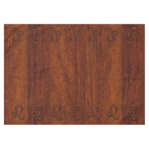 Nappe Symbole Leo Zodiac en bois mahogany riche
