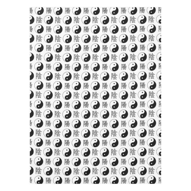 Nappe SYMBOLE YINyang Blanc Motif chinois (Devant)