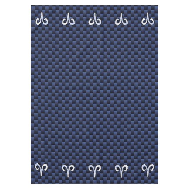 Nappe Symbole Zodiaque moderne Aries bleu Carbone Fibre  (Devant)