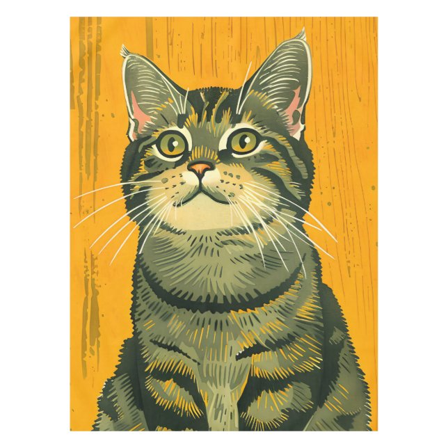 Nappe Tabby gris rayé minimaliste (Devant)