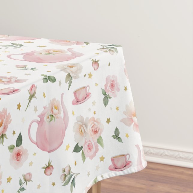 Nappe Table Baby shower Tea Party rose (In Situ)