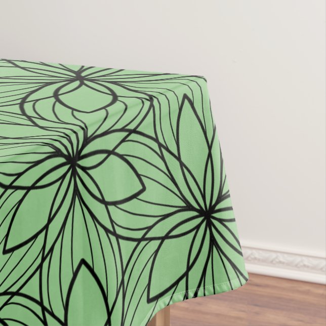 Nappe Table d'art géométrique noire et verteTissu (In Situ)
