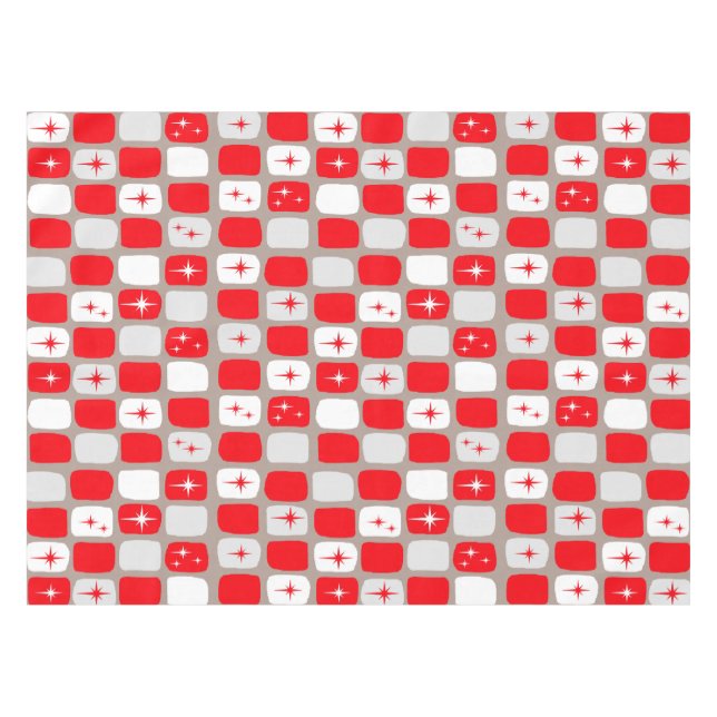 Nappe Table de Starburst rouge rétro (Devant (Horizontal))