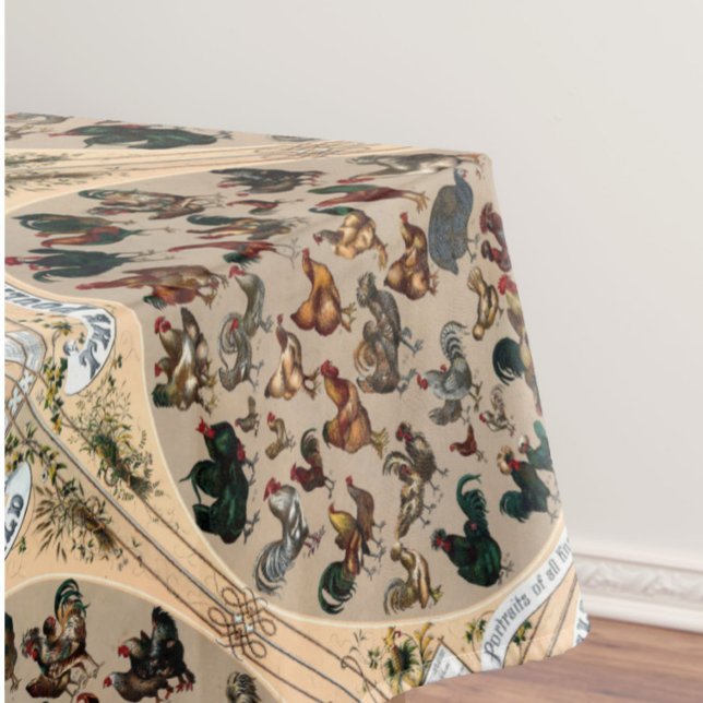 Nappe Tableau vintage de volailles, poules et coqs (Créateur téléchargé)