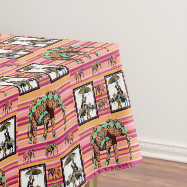 Nappe Tablecloth African Elephant Women Stripe (In Situ)
