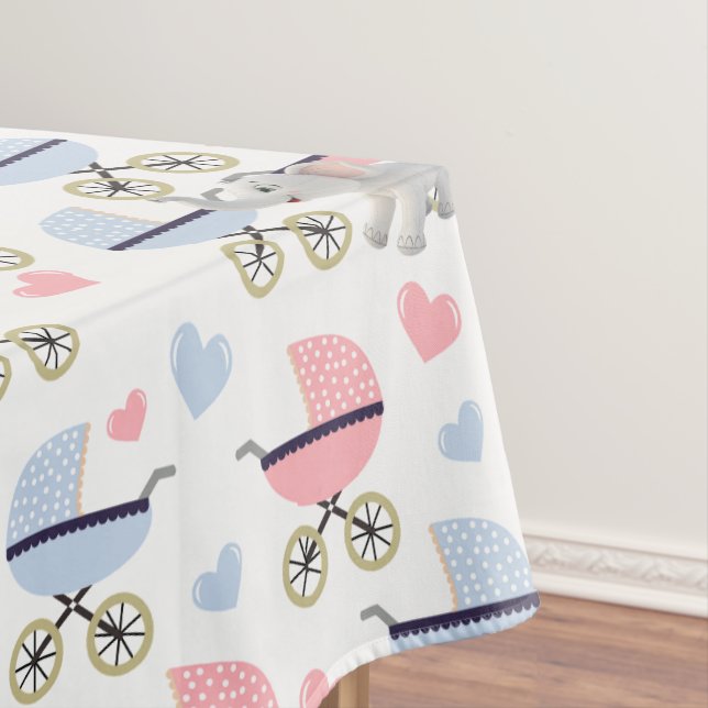 Nappe Tablecloth Baby Stroller Stork Pink Blue Elephant (In Situ)