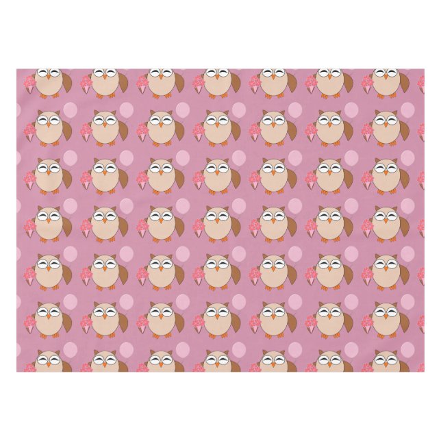 Nappe Tablecloth de hibou d'anniversaire (Devant (Horizontal))