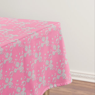 Nappe TABLECLOTH EN COTON FS Style 1-rose-blanc-52x70