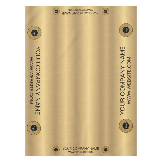 Nappe Tableclotte de salon Logo personnalisé Or et noir (Devant)