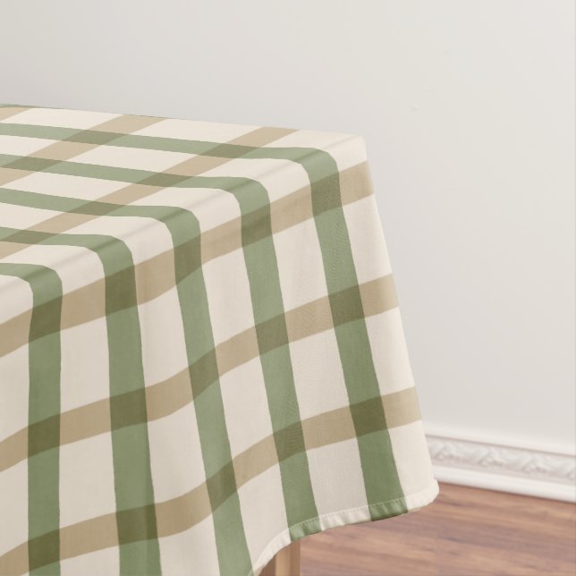 Nappe Tan Buffalo plaid avec du vert et de l'ivoire (In Situ)