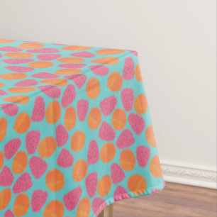 Nappe Tangérines de framboise sur bleu turquoise clair
