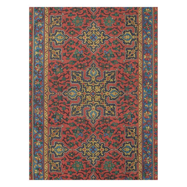 Nappe Tapisserie de tapis persan rouge bleu classique (Devant)