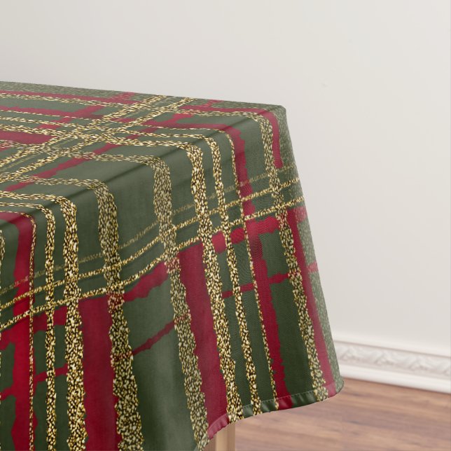 Nappe Tartan de Noël Rouge, Vert et Or Pailleté (In Situ)