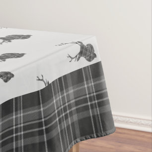 Nappe Tartan Gris Rustique Et Antler De Tête De Tête De