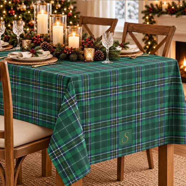 Nappe Tartan Vert à Carreaux Monogramme (Créateur téléchargé)