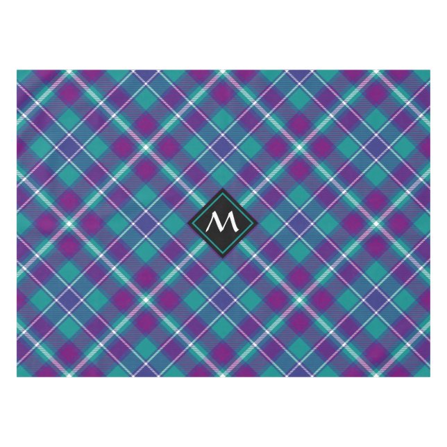 Nappe Tartan vert de mer, violet et bleu (Devant (Horizontal))