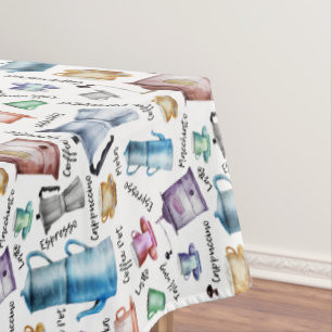 Nappe Tasses à café espresso aquarelle, motif de pots
