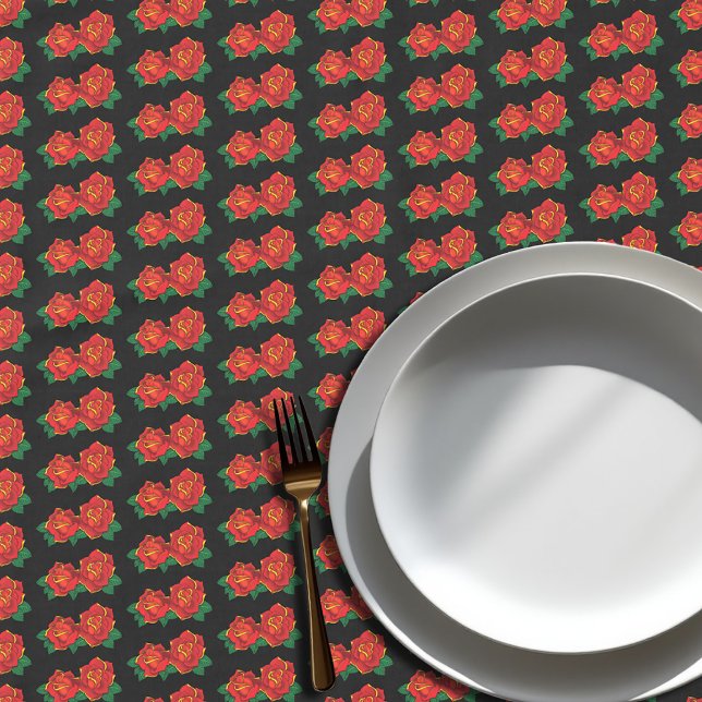 Nappe Tatouage de roses traditionnelles rouges gras noir (Créateur téléchargé)