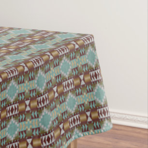 Nappe Taupe Brown Turquoise Aqua Blue Tribal Motif