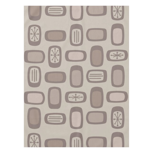Nappe Taupe Rectangles arrondies MCM du milieu du siècle (Devant)