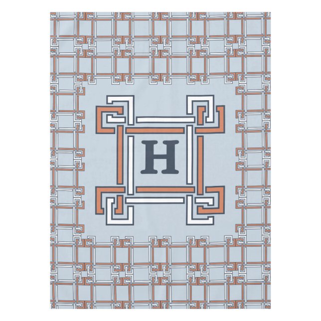 Nappe Terrasse en terre cuite Ciel Bleu Monogramme (Devant)