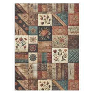 Nappe Terre cuite Patchwork Quilt Rustique Vintage Flora