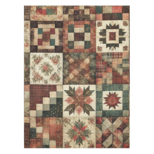 Nappe Terre cuite Patchwork Quilt Rustique Vintage Flora