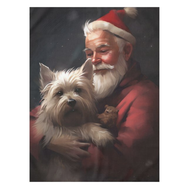 Nappe Terrier Cairn avec le Père Noël Noël Festif (Devant)