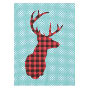 Nappe Tête de cerf avec Antlers - Rouge rustique Plaid