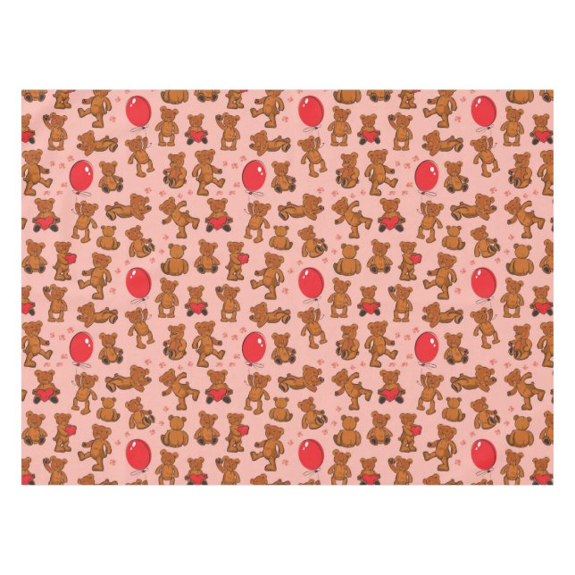 Nappe Texture avec le nounours, coeurs (Devant (Horizontal))